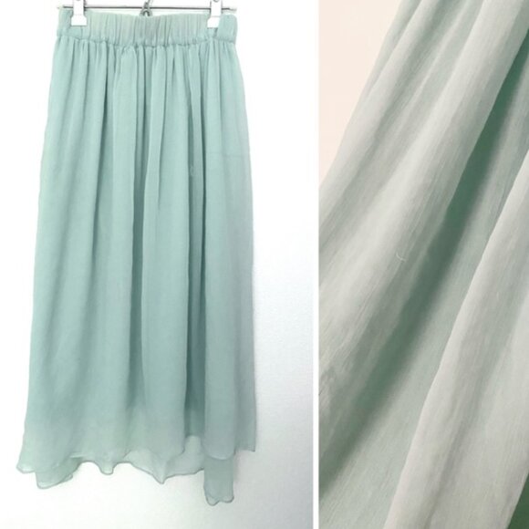 ZARA Chiffon Balletcore Blue Skirt - Picture 1 of 4